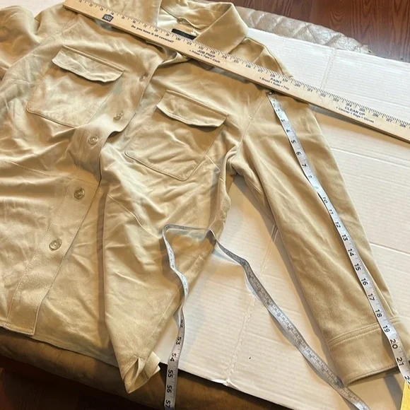 New-banana republic-S-tan(stone)-heritage suede shirt/jacket(Shacket) luxurious - Picture 15 of 16